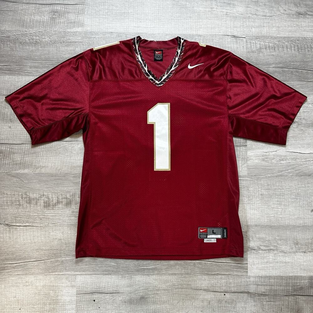 Vintage 2004 Nike FSU Florida State Seminoles #1 Football Jersey Large Garnet